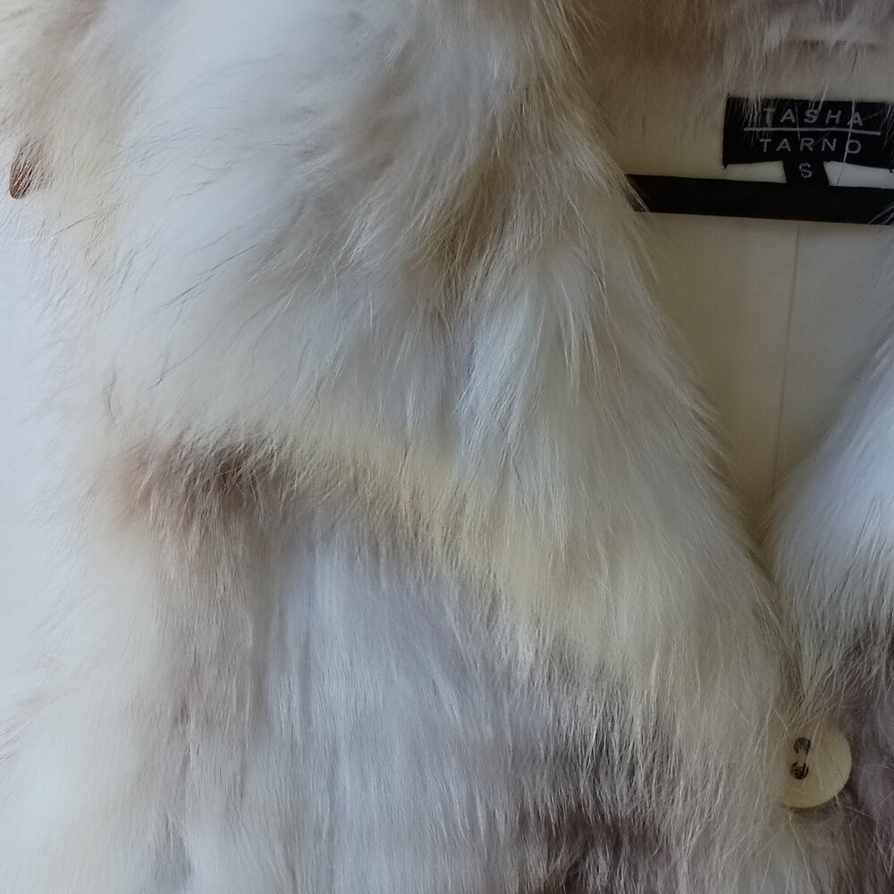 Tasha Tarno Ivory genuine fox fur vest Size Small